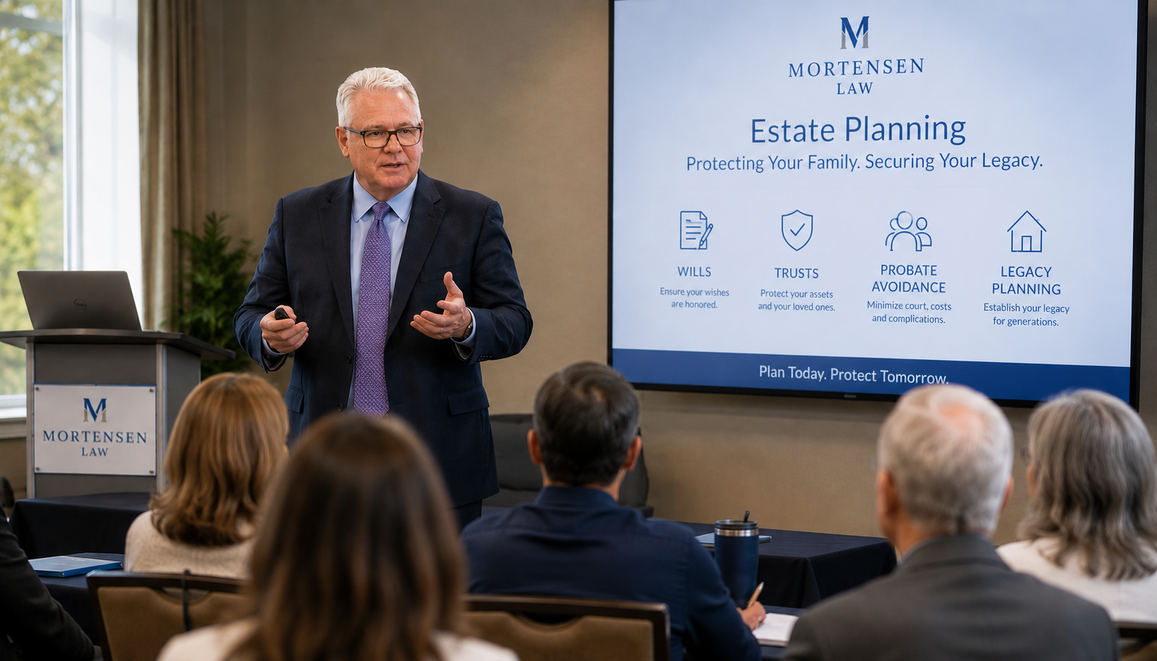 Dan Mortensen presenting an estate-planning educational session