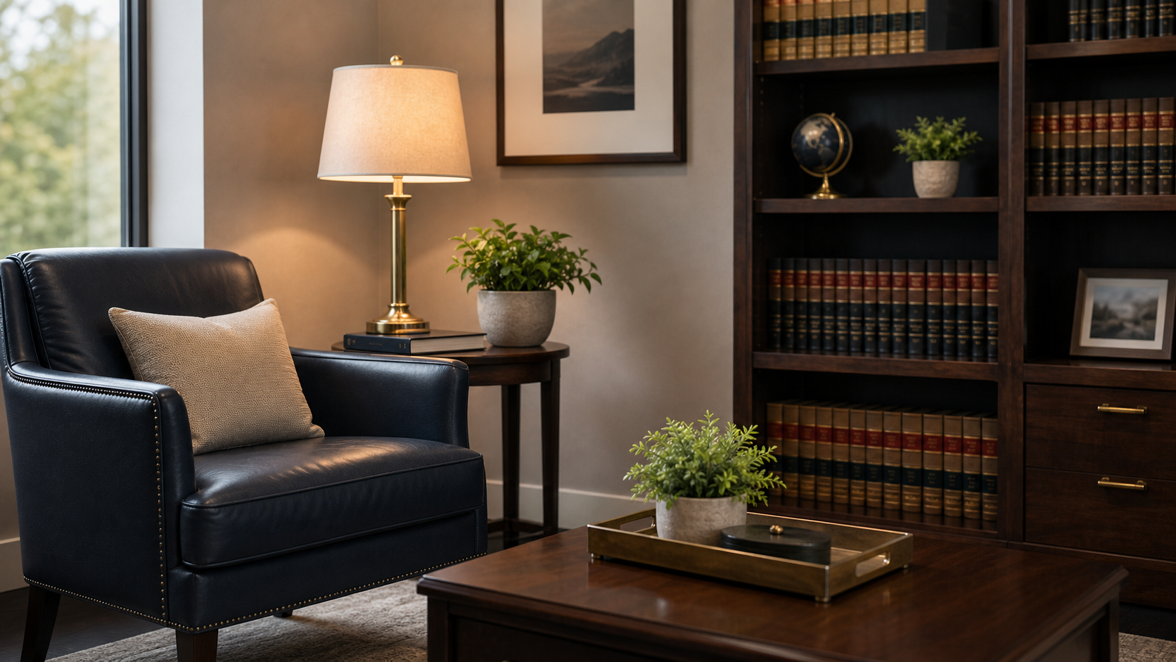 Quiet law office seating area